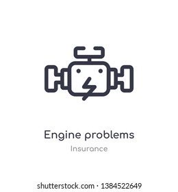 engine problems outline icon. isolated line vector illustration from insurance collection. editable thin stroke engine problems icon on white background