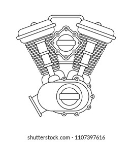 Engine racing bike. Motor motorcycle isolated. Vector illustration.