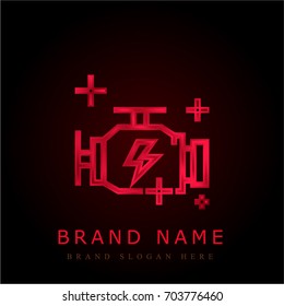 Engine red chromium metallic logo