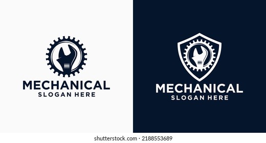 logotipo del mecánico de reparación de motores, servicio, mantenimiento, logotipos y coches de taller de reparación de automóviles y motocicletas