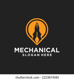 Engine repair mechanic logo, service, maintenance, automotive and motorcycle repair shop logos