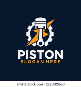 Servicios de reparación del motor, logotipo de mantenimiento de los engranajes y pistones, logotipo de la tecnología mecánica del motor del automóvil