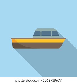 Engine rescue boat icon flat vector. Sea search. Coast vest