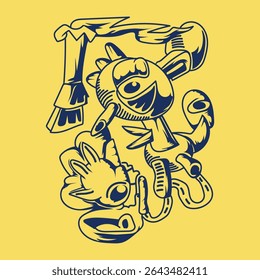 Illustratie van motor- en robotonderdelen