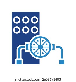 Engine Room dual tone blue color icon, mini illustration for ocean, marine, sea and nautical UI, UX kit, app and web development, digital or print