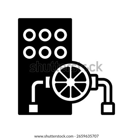 Engine Room glyph, black icon, mini illustration for ocean, marine, sea and nautical UI, UX kit, app and web development, digital or print