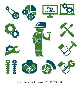 engine service, service icon set