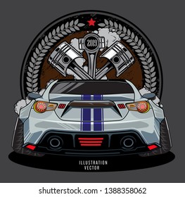 Engine shoulder, Car piston, Racing car graphic logo design illustration template