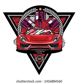 Engine shoulder, Car piston, Racing car graphic logo design illustration template