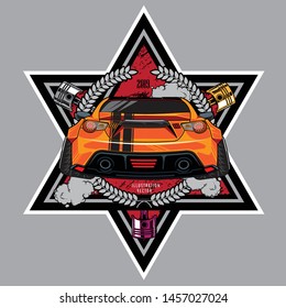Engine shoulder, Car piston, Racing car graphic logo design illustration template