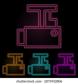 juego de neón color de signo del motor. Línea delgada simple, vector de contorno de iconos web para ui y ux, sitio web o aplicación móvil