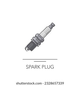 Engine spark plug icon. Outline colorful icon of spark plug on white. Vector illustration