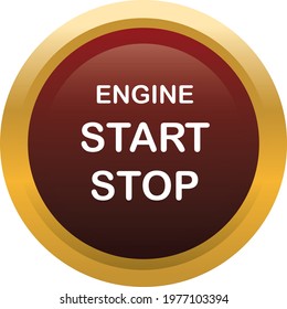 Engine start stop car vehicle push start  button golden vector graphic design