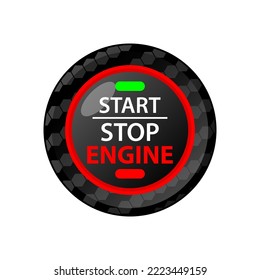 Engine start stop carbon button vector