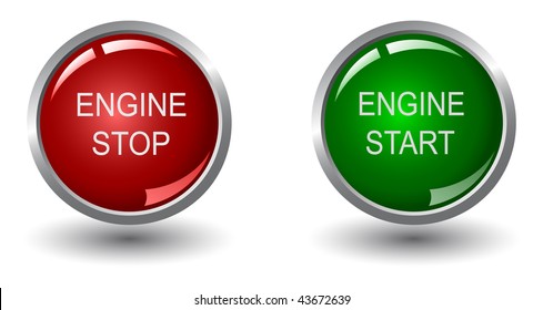 Engine stop and start web buttons, vector