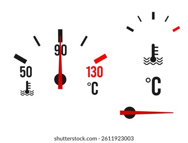  engine temperature gauge , engine cooler, vector wavey lignes and temperature scale
