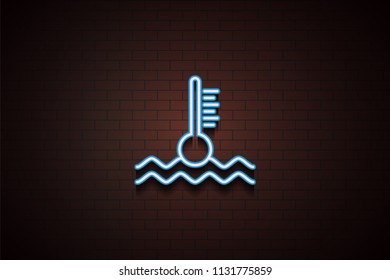 engine temperature icon in Neon style on brick wall on dark brick wall background