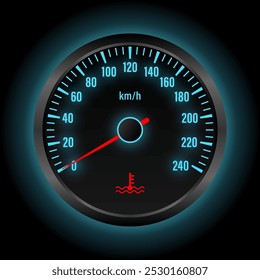 Engine Temperature Warning Light on Car Dashboard. Vector Illustration. 