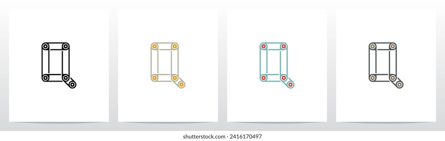 Engine Timing Belt Pulley Drives Letter Logo Design Q