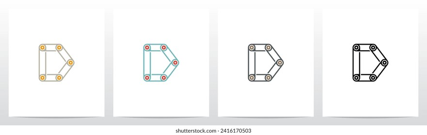 Engine Timing Belt Pulley Drives Letter Logo Design D