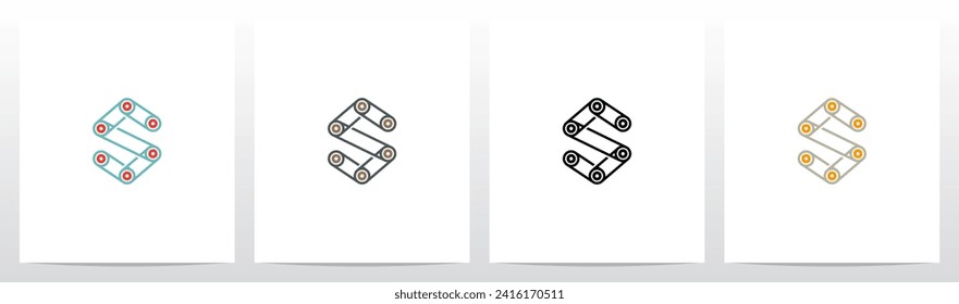 Engine Timing Belt Pulley Drives Letter Logo Design S