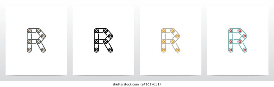 Engine Timing Belt Pulley Drives Letter Logo Design R