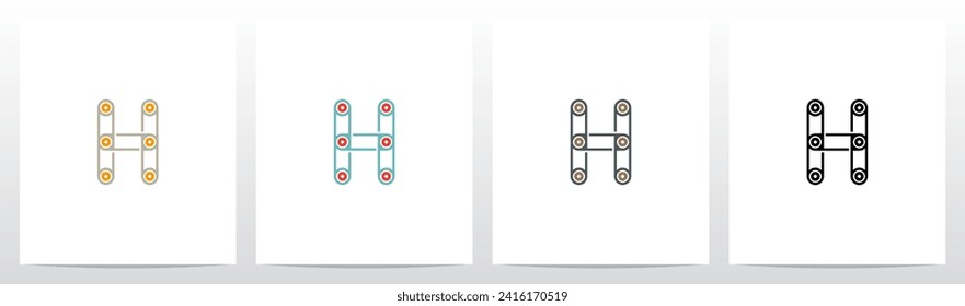 Engine Timing Belt Pulley Drives Letter Logo Design H