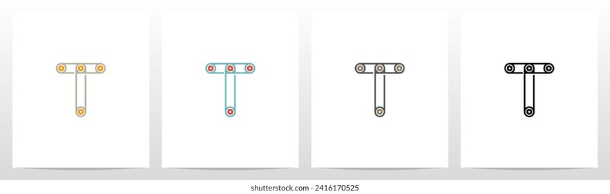 Engine Timing Belt Pulley Drives Letter Logo Design T