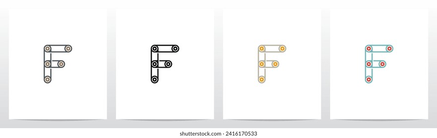 Engine Timing Belt Pulley Drives Letter Logo Design F