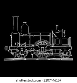 Engine Transportation Railway Coal Steam Sketch Vintage Railroad Diagram Train Locomotive Antique Vector