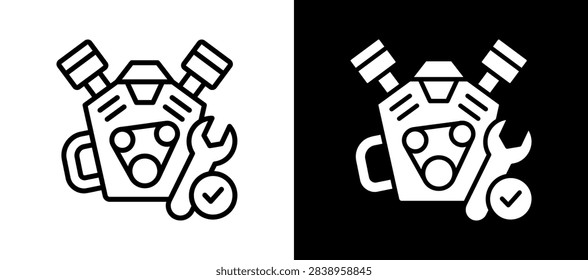Engine Tune-Up Icon whiteblack Vector Illustration