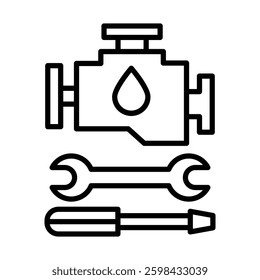 Engine TuneUp Vector Line Icon Design