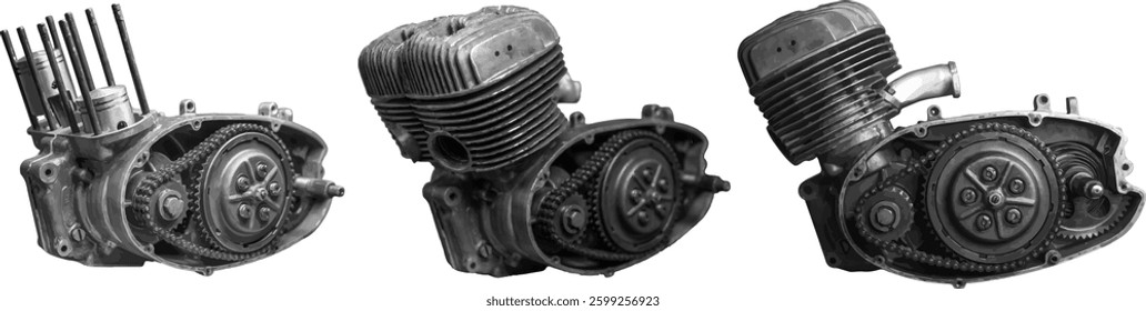 Engine from a two-stroke motorcycle engine on a white background vector image