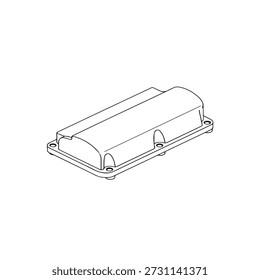Engine Valve Cover Line Art Icon Automotive Cylinder Head Rocker Cover Vector