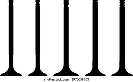 Engine Valve Icon Set. Silhouette Vector