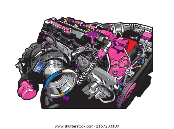 Engine Vector Art Diesel Truck Stock Vector (Royalty Free) 2167233109 ...