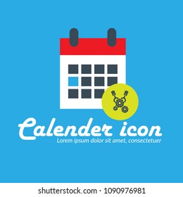 engine vector icon and calendar symbol. vector illustration