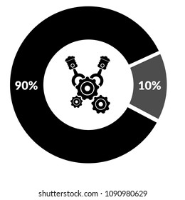 engine vector icon and Circular graph. vector illustration