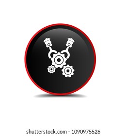 engine vector icon and glossy circle button. vector illustration