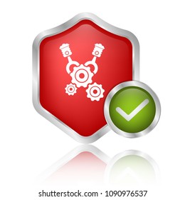 engine vector icon and protect shield symbol. vector illustration