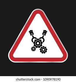 engine vector icon and  triangular sign . vector illustration