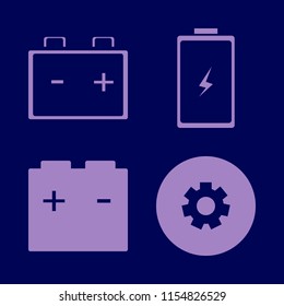 engine vector icons set. with gear, car battery and battery in set