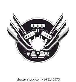 Engine vector. Motor and auto. Symbol of engine