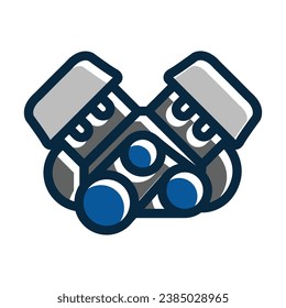 Engine Vector Thick Line Filled Dark Colors Icons For Personal And Commercial Use.
