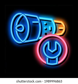 Engine Wrench neon light sign vector. Glowing bright icon Engine Wrench sign. transparent symbol illustration