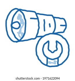 Engine Wrench sketch icon vector. Hand drawn blue doodle line art Engine Wrench sign. isolated symbol illustration