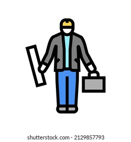 engineer or architect color icon vector. engineer or architect sign. isolated symbol illustration