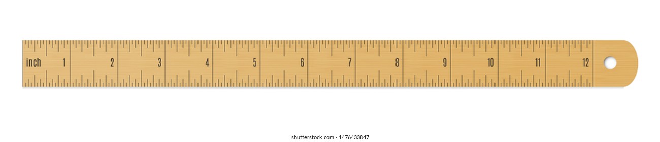 Engineer or architect wooden drafting ruler with an imperial units scale