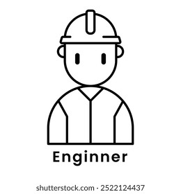 Estilo de design de contorno de caractere de avatar de engenheiro, contorno de traçado vetorial editável.