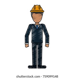 Engineer avatar full body icon vector illustration graphc design
